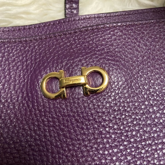 SALVATORE FERRAGAMO Purple Leather Bice Tote - Picture 2 of 13